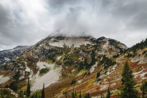 Corteo Peak in clouds